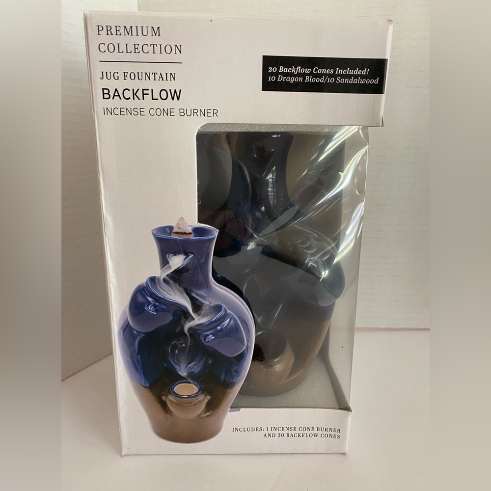 Premium Collection POTTERY BACKFLOW Incense CONE BURNER Fountain Jar Jugs 8"
